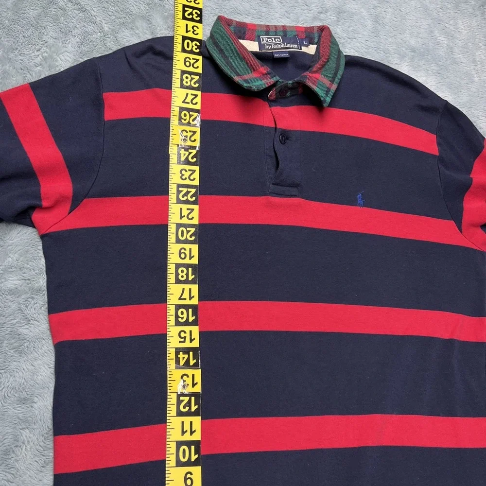 Vintage Polo Ralph Lauren Shirt Men's L Flannel Collar Colorblock Pretty Sm Pony